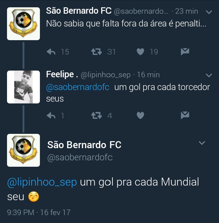 spfc_mais's tweet photo. Perfil do @saobernardofc mitando na TL. https://t.co/8wsavrOe0a