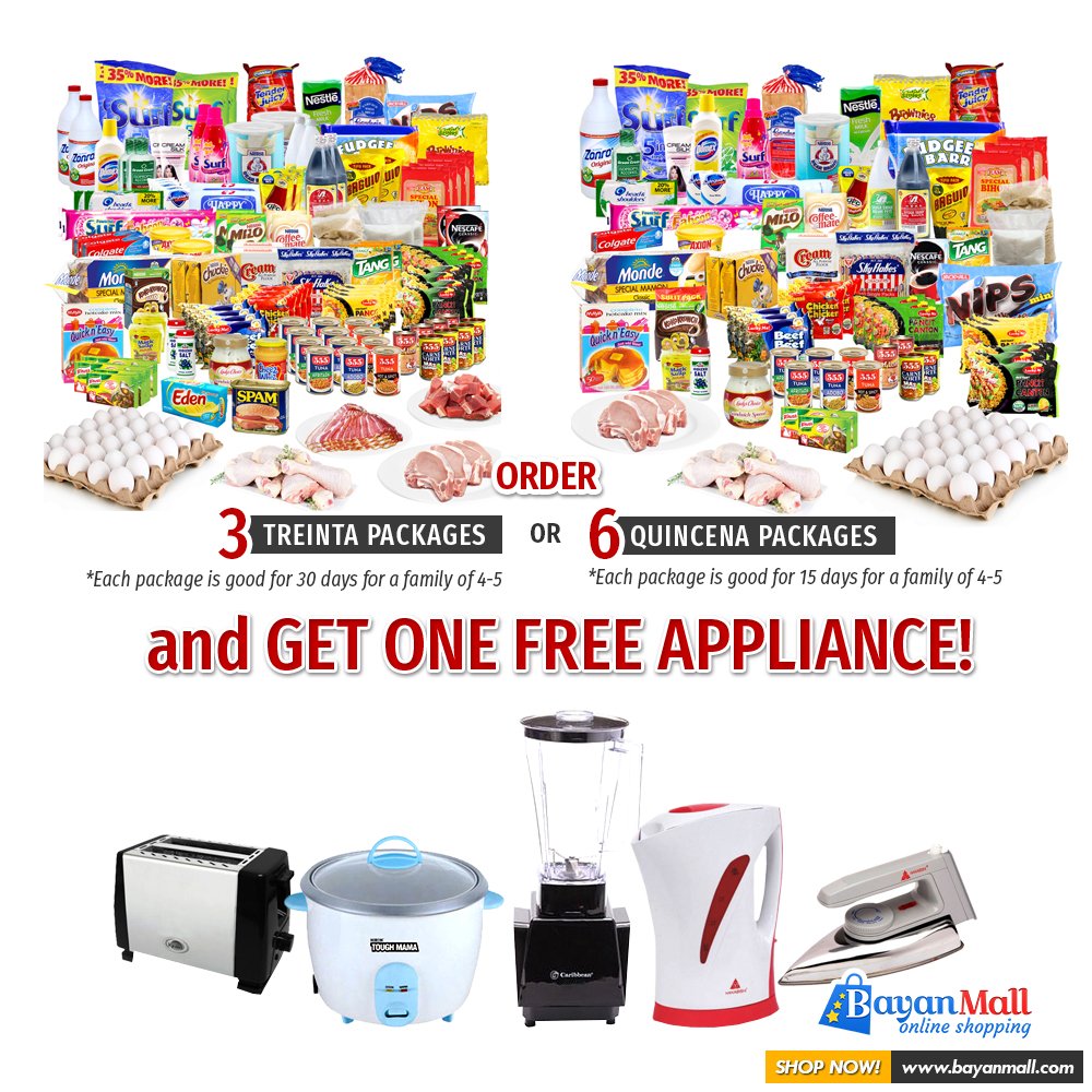 BayanMallOffic's tweet photo. Narito ang grocery packages na swak sa budget at pangangailangan ng pamilya mo sa Pinas! #Bayanmall #OFW
SHOP NOW! https://t.co/156RWEUORI https://t.co/jJamlSrI7J