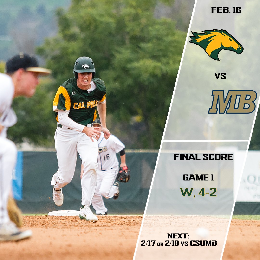 cppbroncos's tweet photo. BRONCOS WIN!! Baseball holds on to win the first game of the series 4-2 over CSU Monterey Bay. Candalla with 2 hits and 2 RBIs #wearecpp https://t.co/L0rJwRIEqO