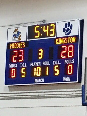 Middletown Varsity Boys Basketball Team down to Kingston 28-23 at the half