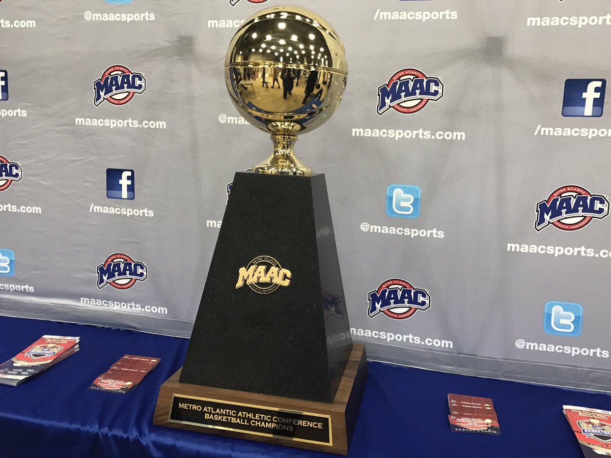 AsburyParkPress's tweet photo. The @MAACSports basketball trophy is on display at @monmouthu tonight, right between Asbury Park Press tables on #APPNight. #FlyHawks https://t.co/p76Ptdj5Lp