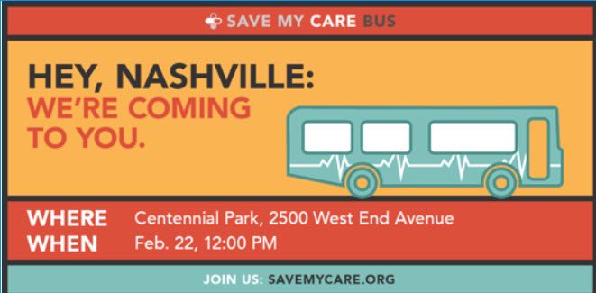 protectmycare's tweet photo. We’re in #Nashville on 2/22 to tell @SenAlexander &amp; @SenBobCorker: Don’t take away our care. Join us to make your voice heard. #SaveMyCare https://t.co/GLZg8VVYOx