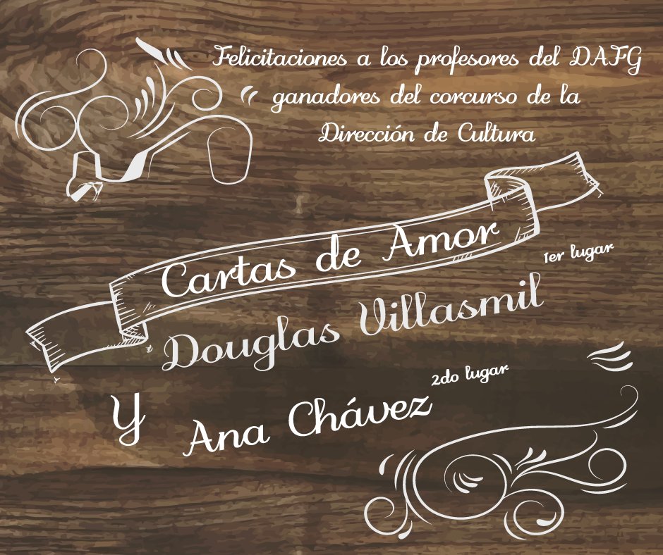DAFG_UPTAG's tweet photo. Felicitaciones a los profesores ganadores del concurso Cartas de Amor, organizado por la Dirección de Cultura de nuestra universidad https://t.co/KjwgrnXBxr