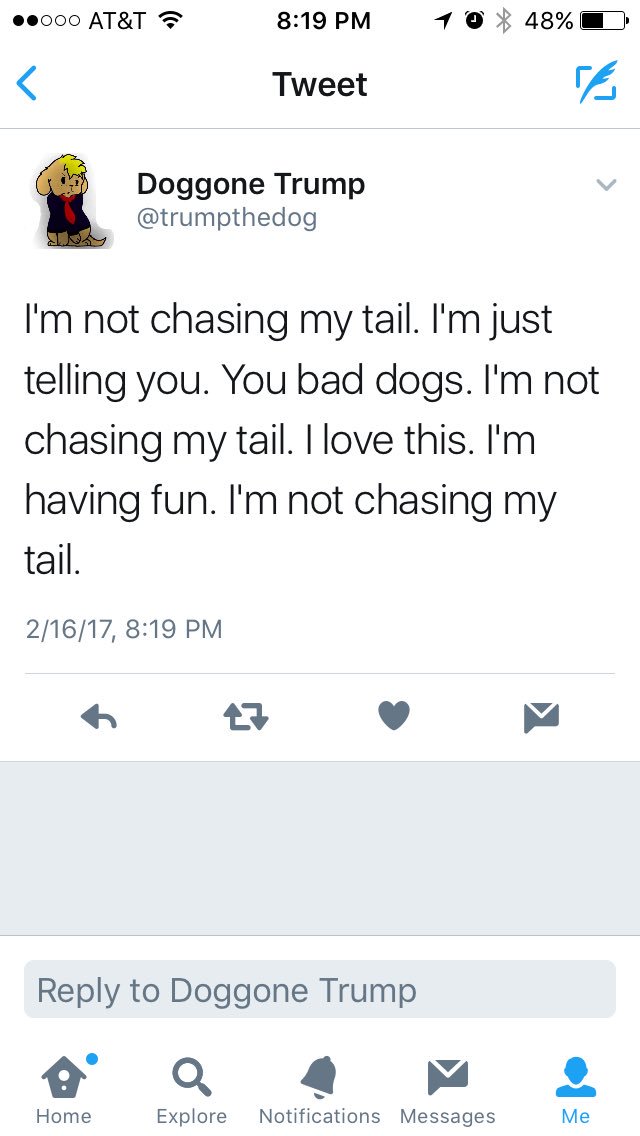 trumpthedog's tweet photo. Quote from the presser today. Did a little ranting and raving of my own. @chunkhandler @chelseahandler @SNLUpdate https://t.co/QOQTSEmQQw