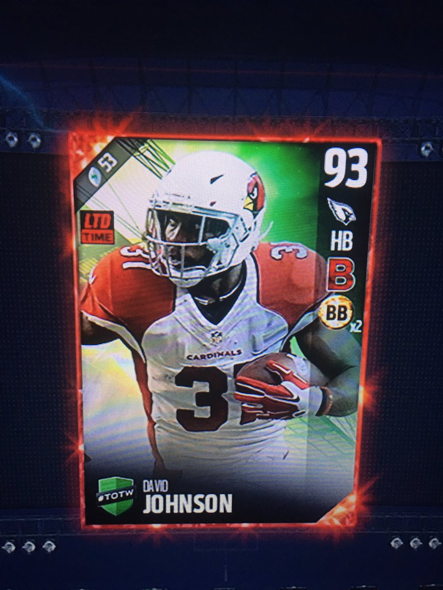 lil_zayzay10's tweet image. Just bummed out some coins to get David Johnson for you guys. 100 RT and follow. 2 winners will be announced at 10:30