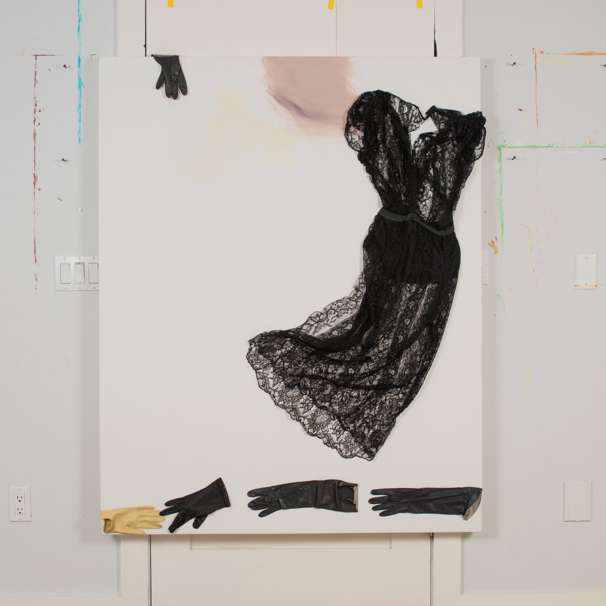 ellenkingart's tweet photo. Sneak peak from Let Go – Hold On, ft. vintage lace and gloves. See the rest of my work at The Mattress Gallery on March 26 at my next show! https://t.co/y0FILAaRVf