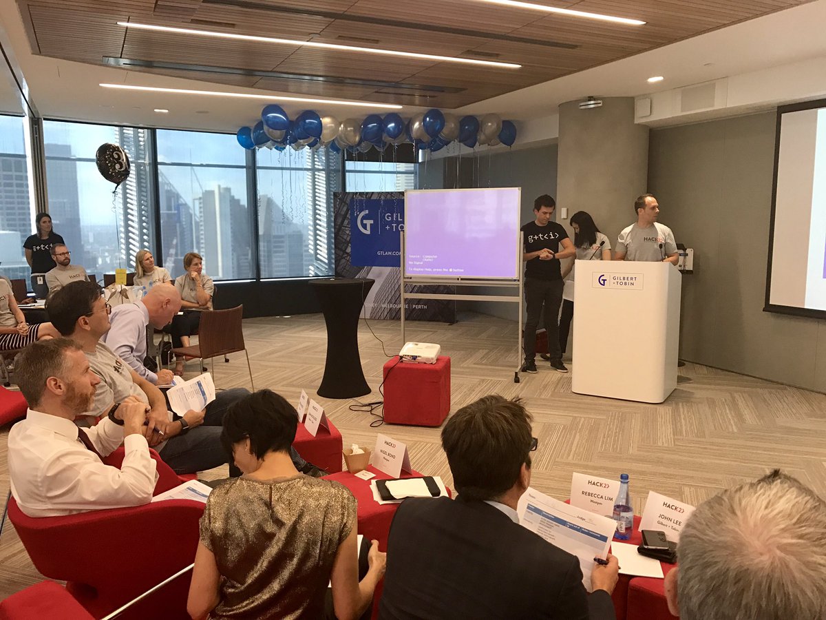 LIVE from #Hack2 - the @legalvision_au <a href="/gtlaw/">Gilbert + Tobin</a> <a href="/Westpac/">Westpac Bank</a> teams presenting their final solutions