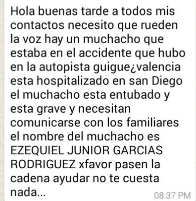 ECMY12's tweet photo. #Valencia  #Carabobo #Maracay Familiares del Joven Ezequiel Junior Garcia R. por si alguien lo conoce @MARACAYACTIVA https://t.co/TQCcH9lkpi