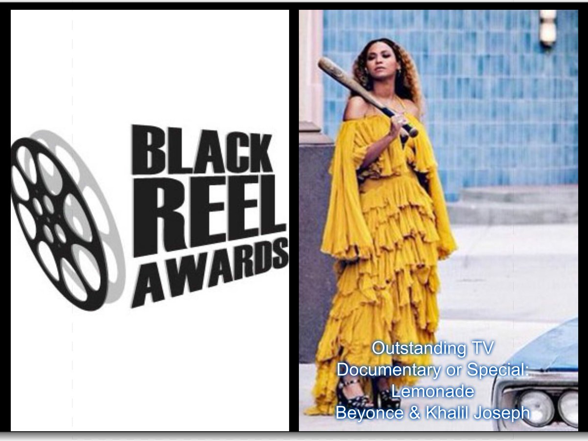 BlackReelAwards's tweet photo. Outstanding TV Doc or Special: .@HBO  .@Beyonce #KhalilJoseph
#BRA2017 #ReelRecognizeReal https://t.co/oULKcIngRB