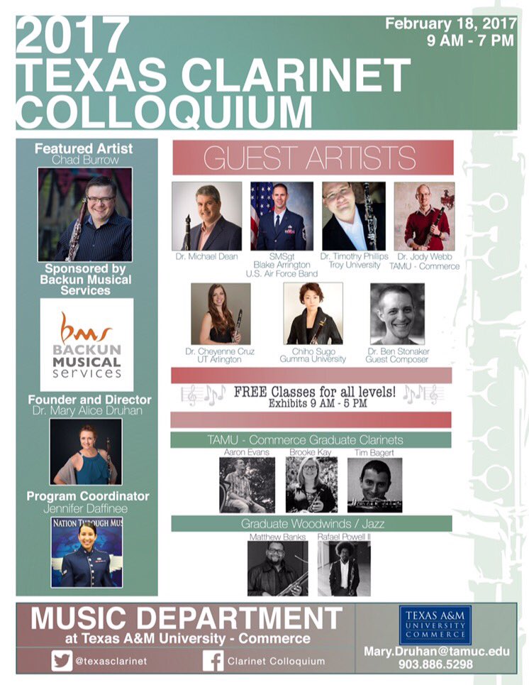 texasclarinet's tweet photo. Please join us for the Colloquium this Saturday! https://t.co/MsddV3NADi