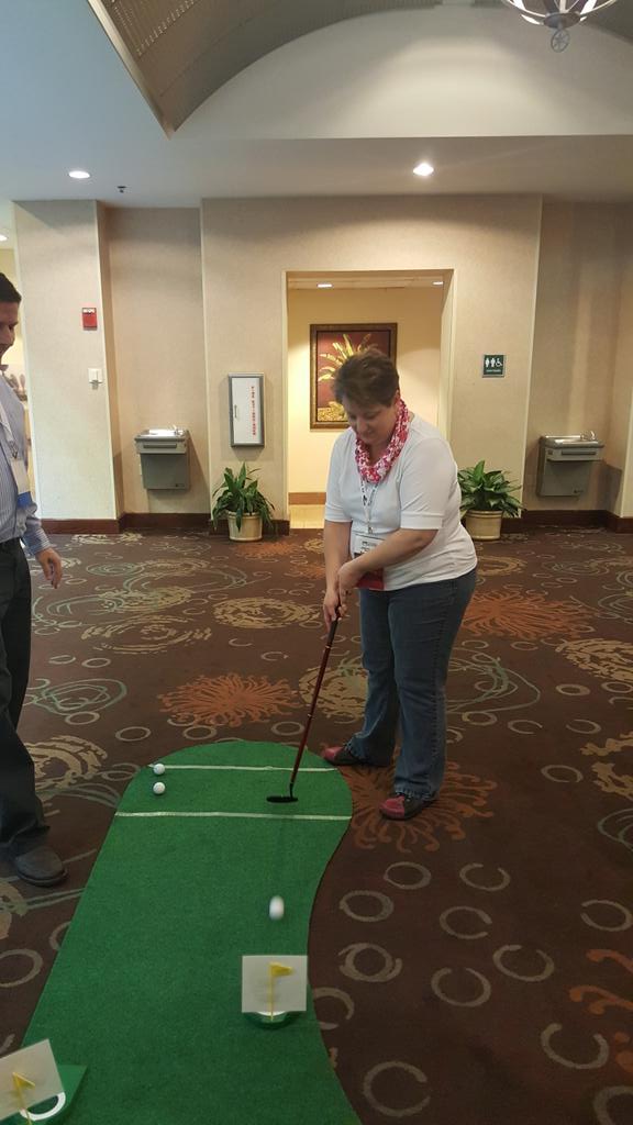 BGurleyGirl's tweet photo. Joanne showing off her golf skills with our Diamond Sponsor @FLDVIPN #FLDVIPN17 @MawiAsgedom #Mawilearning https://t.co/LJe4VnSmdr