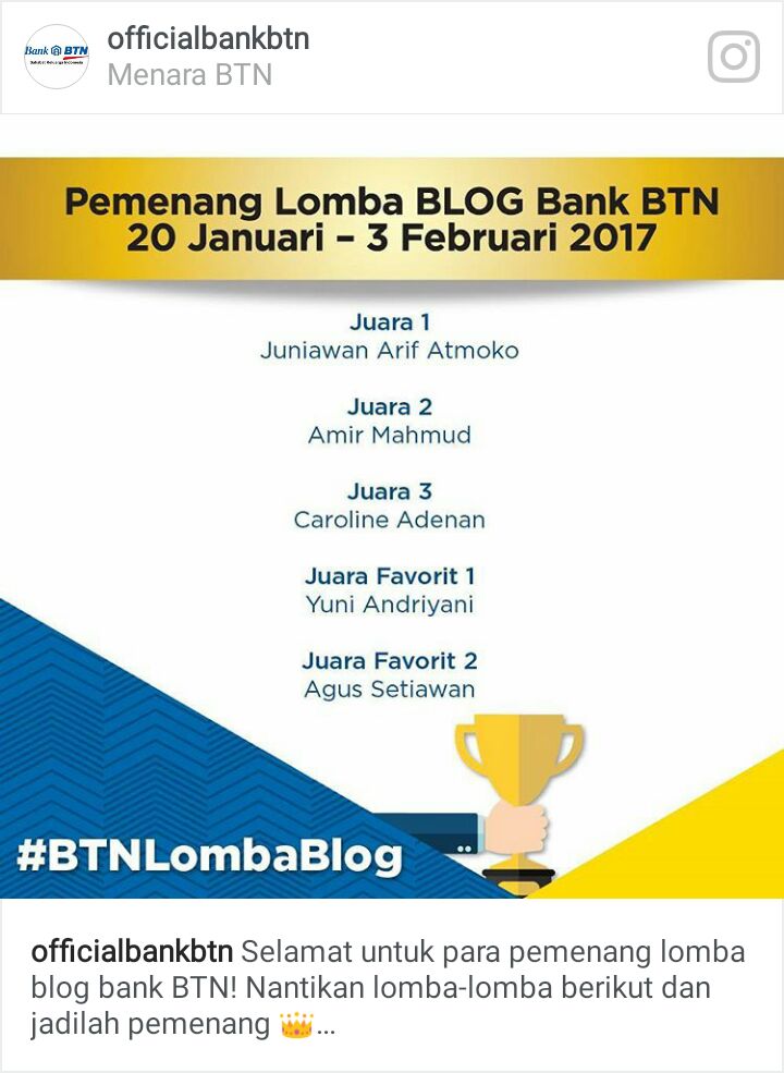 daffana's tweet photo. Pengumuman lomba blog @BankBTNcoid nihhh selamat buat para pemenang yaaaa #btndigitalsolution https://t.co/L4nomMBPrl