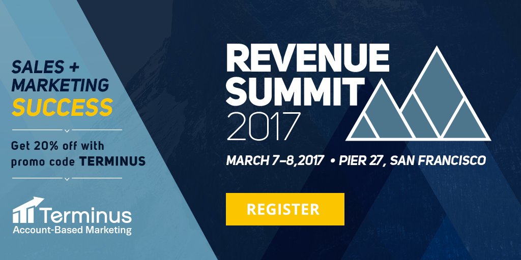 Terminus's tweet photo. Get a head start on crushing your 2017 revenue goals! Join @Terminus at #RevSummit using code TERMINUS for 20% off: https://t.co/otkSnVFN1f https://t.co/aQni03YhMm