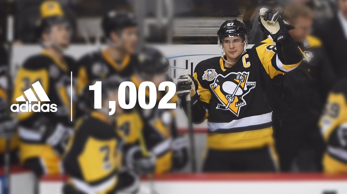 adidashockey's tweet photo. ❤️ it or not, tonight is all about Sidney Crosby.

The Captain breaks 1,000 and nets a game-winner.

#teamadidas 🏒 https://t.co/2dt8SqYeuM