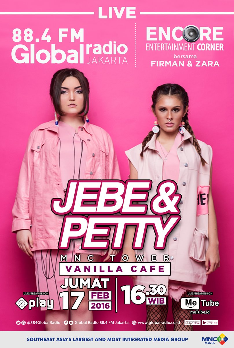 Gak sabar deh mau denger lagu terbarunya <a href="/JEPEofficial/">JeBe & Petty</a>
Hari ini, mereka ada di #ENCORE lho!