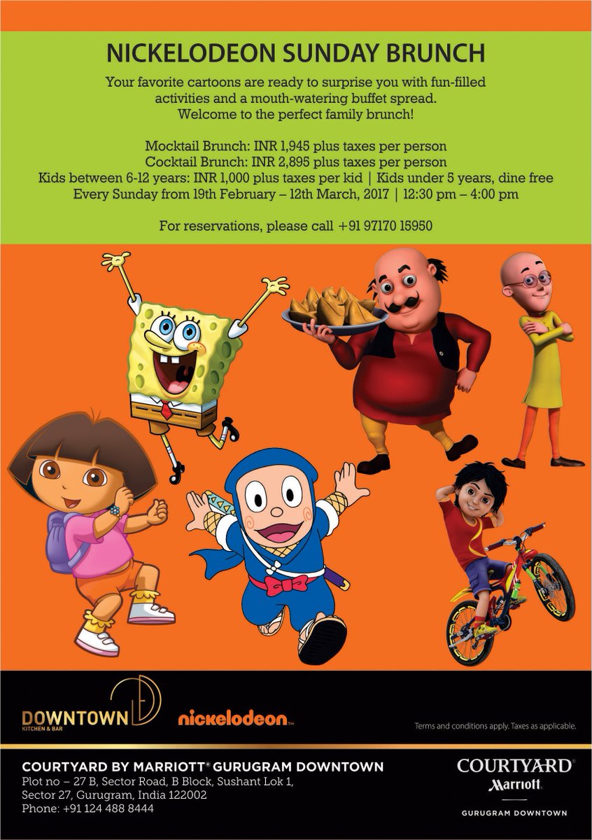 Courtyard_GGN's tweet photo. Meet your favorite characters & enjoy their company while they entertain you with adventurous stories #Meetthetoons #NickelodeonSundayBrunch https://t.co/jatvobJ8XI