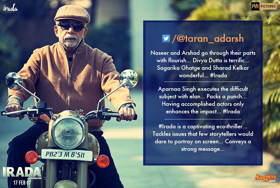 IradaEntLLP's tweet photo. .@taranadarsh strongly recommends #IRADA! Book your tickets here: https://t.co/SCe4fnqloh https://t.co/thytyCTV36