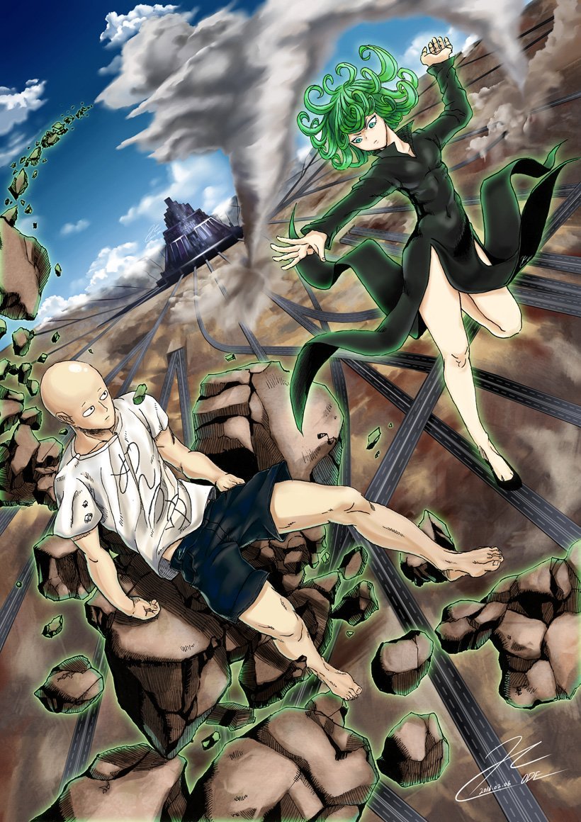 “#Saitama #Tatsumaki #TornadoOfTerror #OnePunchMan #OPM” .