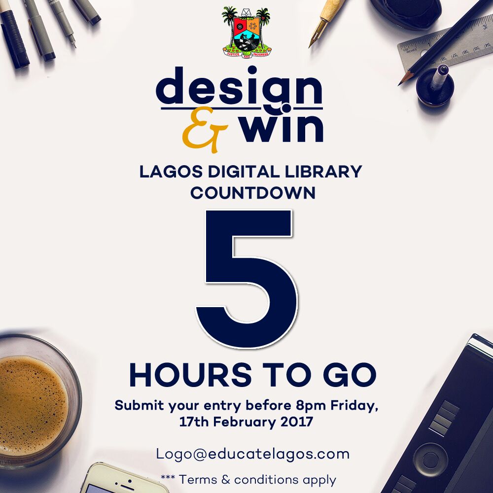 enviupdatelasg's tweet photo. We have 5 more hours to go! Let's do this. Send in your entries to logo@educatelagos.com. #LagosDigitalLibrary https://t.co/862IQC5rpG