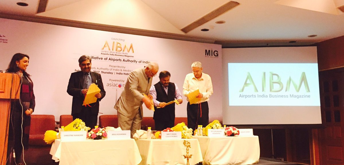 goskribe's tweet image. .@mediaindiagroup &amp;amp; #AAI in presence of @Ashok_Gajapathi launched Airport India Business Magazine,the 1st of its kind #AIBM  #CivilAviation