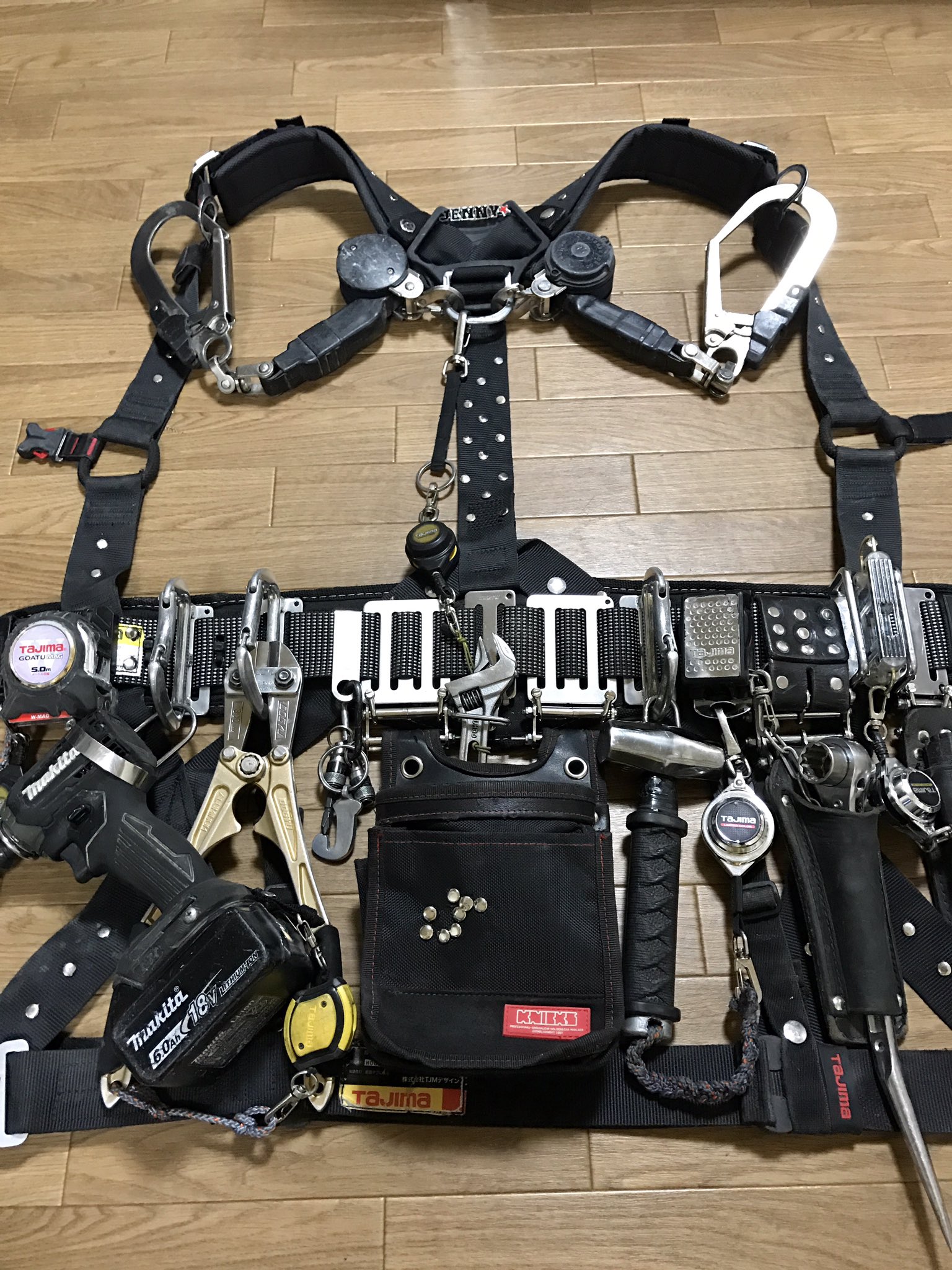 腰道具一式 腰袋 タジマ ニックス 大工道具 ハンマー 折鋸 釘袋