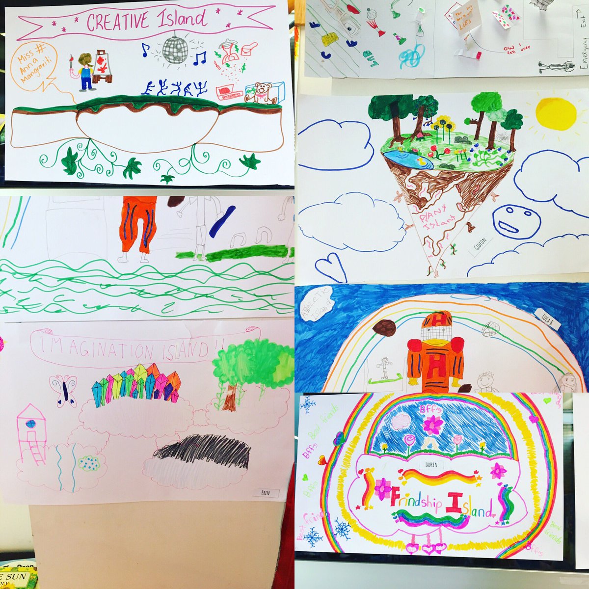 s00105749's tweet photo. Thanks @madgiemgEDU for the Writing idea: ask the kids to write about the islands in their head, then design them! #aussieED  #InsideOut https://t.co/Kzej9TENzw