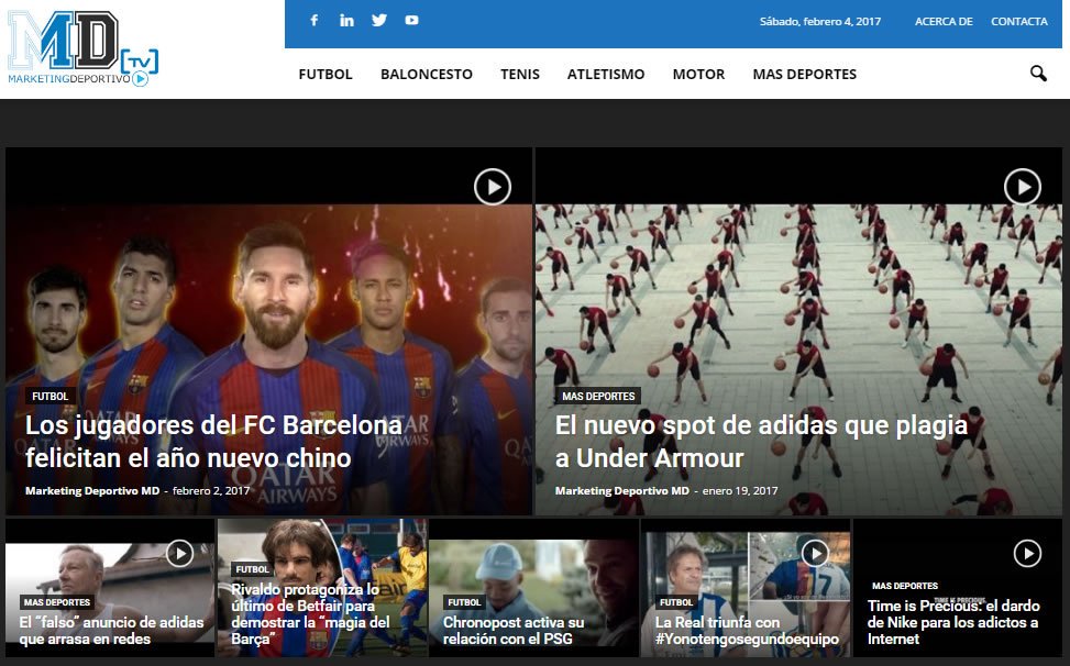 institutoismd's tweet photo. Estrenamos nuevo diseño en MARKETING DEPORTIVO TV, la mayor web de vídeos de marketing deportivo https://t.co/nxqh9Hsytl https://t.co/ULCyz7y4Pp