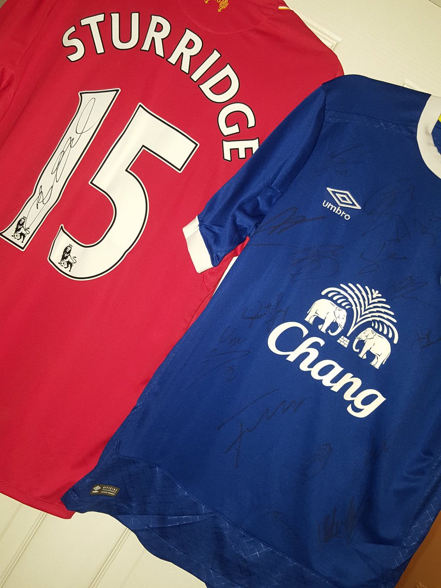 Signed Sturridge shirt and Everton shirt signed by all team for Connors Raffle - draw Sun 19th Feb £5 a strip x #Liverpool #Everton #connor