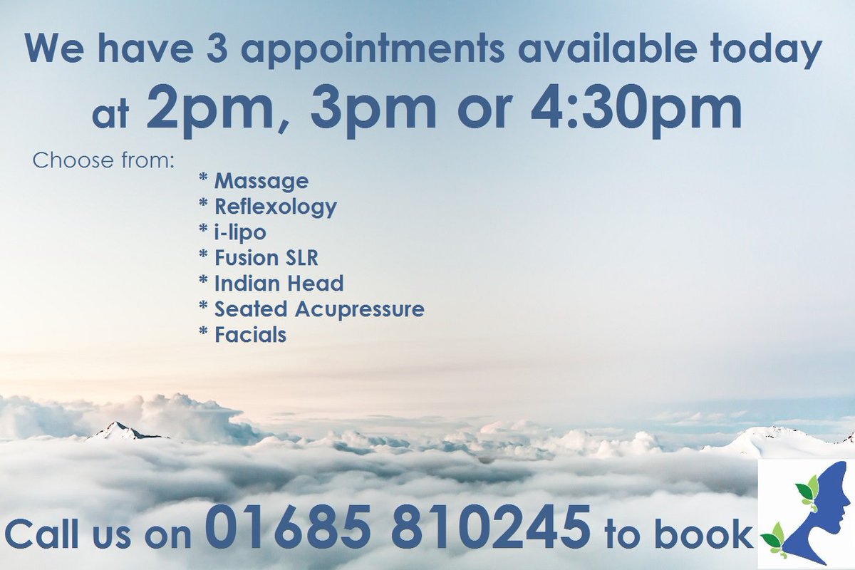 WellbeingCymru's tweet photo. #availability #today #massage #reflexology #ilipo #FusionSLR #microdermabrasion #facial #Indianhead #seatedacupressure CALL ON 01685 810245 https://t.co/KDrkg6zmbB