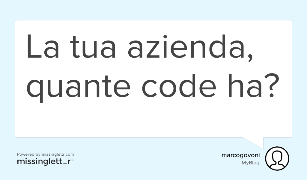 marcogovoni's tweet image. "La tua azienda, quante code ha?" goo.gl/zBOr7F #Code #Marco #Govoni #Sono #Comunicazione #Azienda