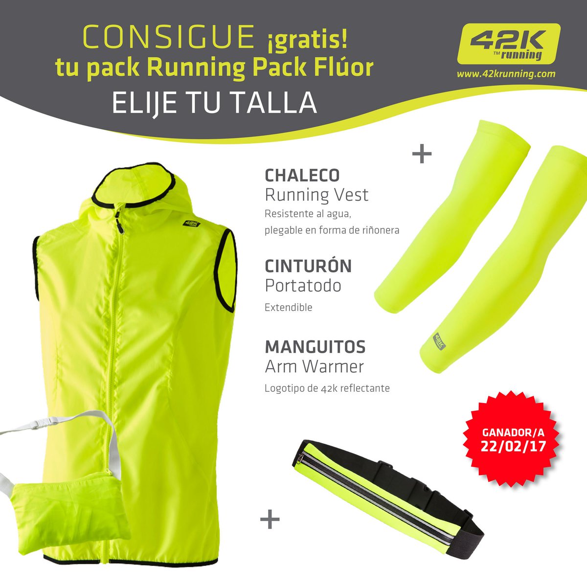 42kRunning's tweet photo. ¿Quieres ganar este 💛#Running Pack Flúor💛 de 3 piezas?
Haz RT ¡anunciaremos el ganador el 22/02!  +info https://t.co/PkRbw0FBTh https://t.co/4ol902iOIV