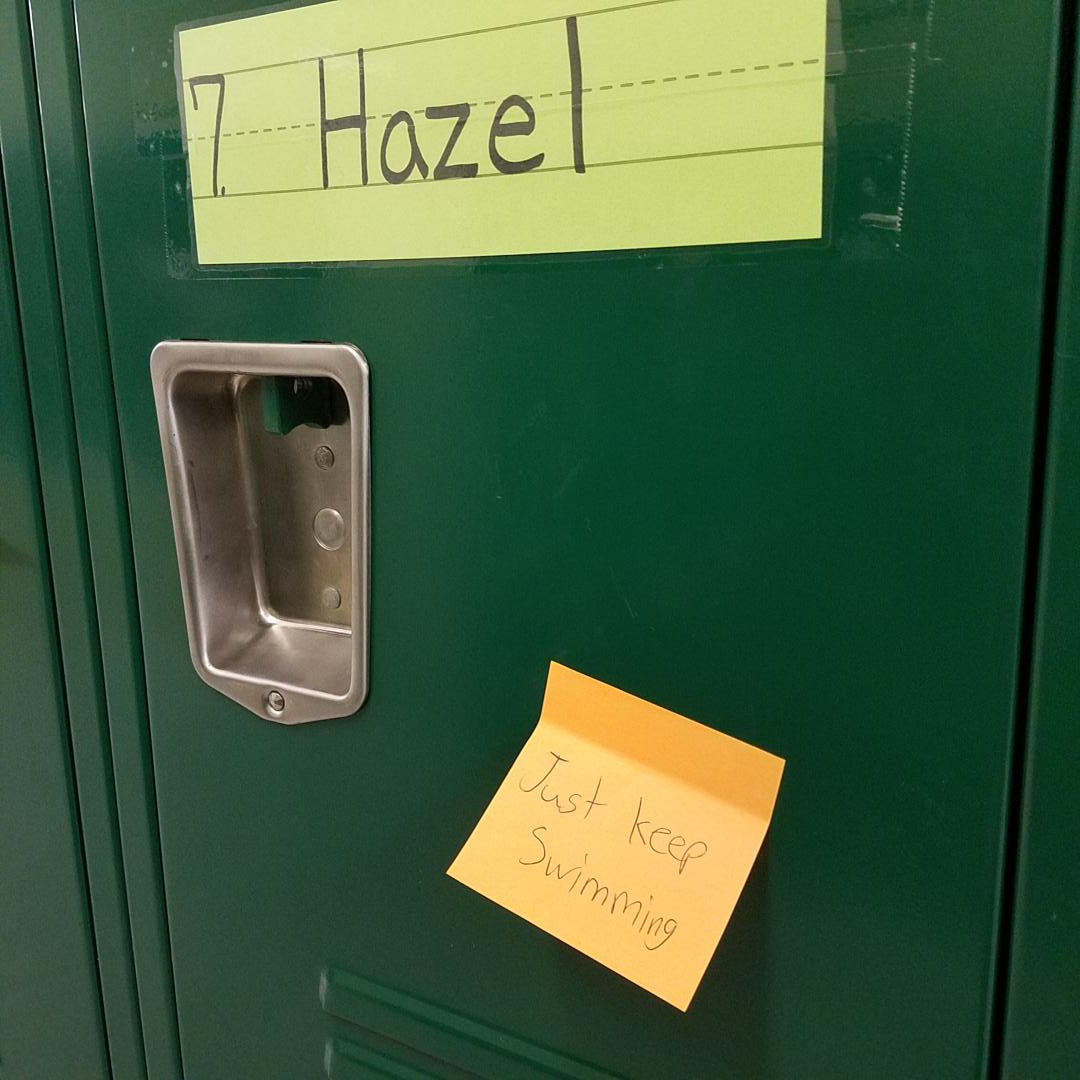 Relay_SDT's tweet photo. Encouraging words on every locker this morning! Amazing work of the student council! @MEScounselor2 @TeamMiddlesexES #mesmagic https://t.co/1niLIwSFLa