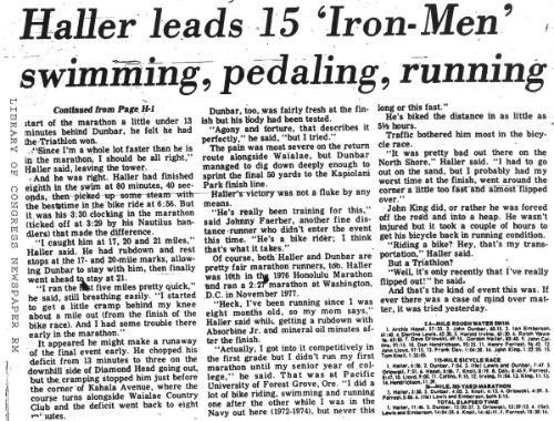 johnpostmd's tweet photo. Tomorrow marks the anniversary of the 1st @IRONMANtri in 1978. Gordon Haller was crowned Iron-Man in 11:46. The rest as they say is history. https://t.co/Yd7Xga5qwW