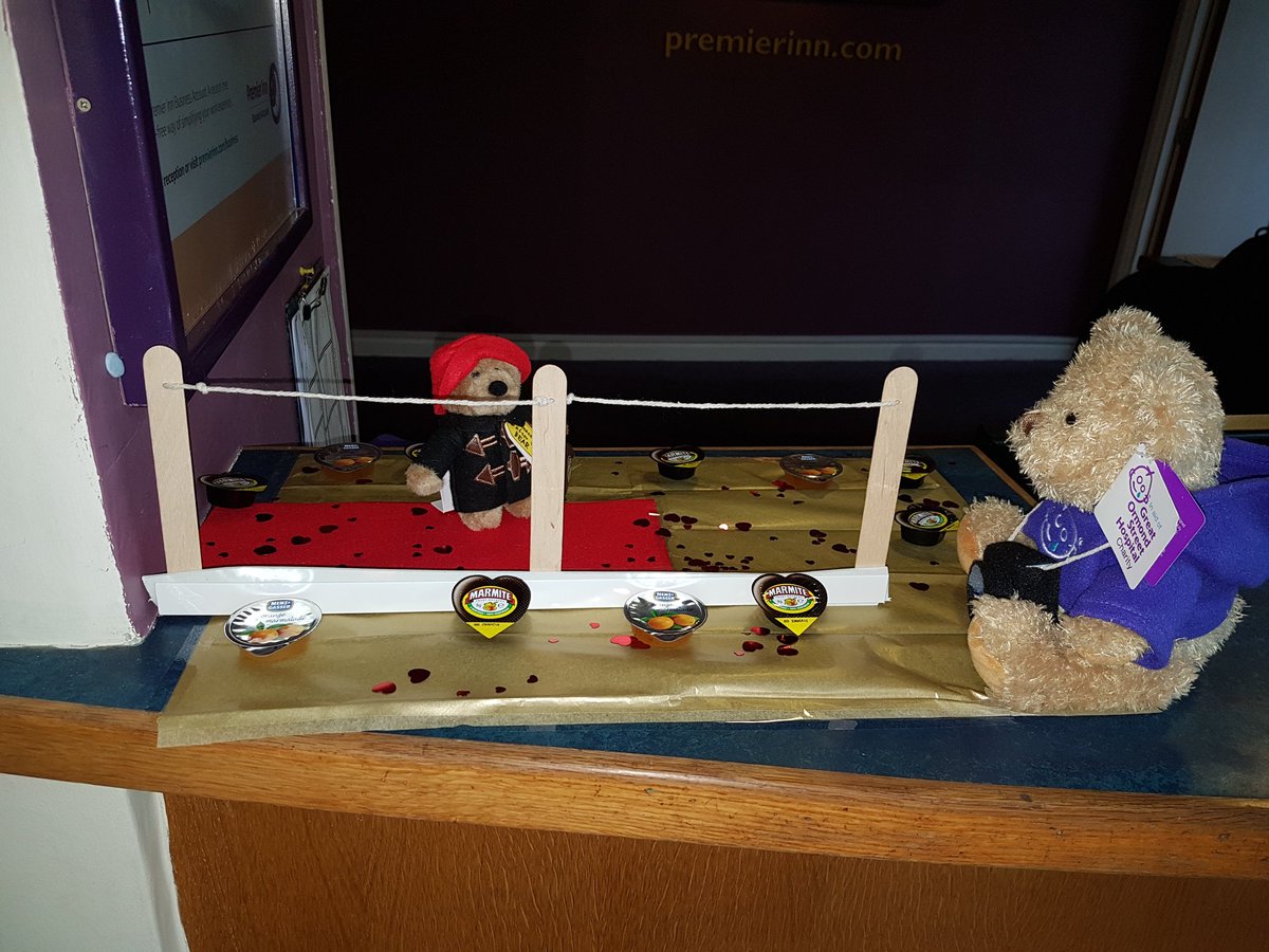 nclairport_pi's tweet photo. Bernard star struck meeting his idol Paddington at the marmite convention... #BernardBearWeek @MrBernardBear @IAmAntBennett @GreatOrmondSt https://t.co/B1YZKvBYSQ
