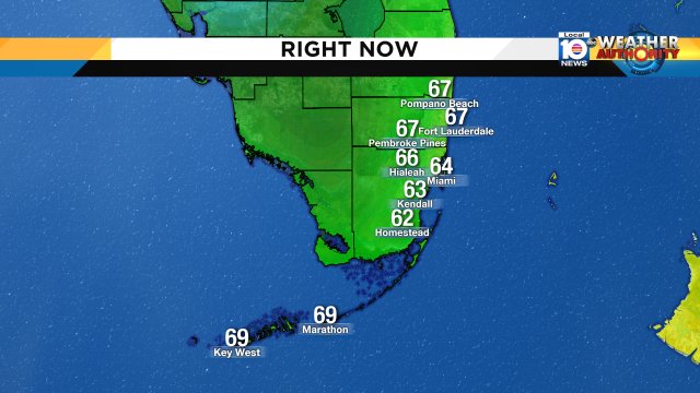 After waking up in the mid to low 50s, temperatures are now starting to warm up. #Miami #FLL #FLkeys https://t.co/w4Aq84ag9f