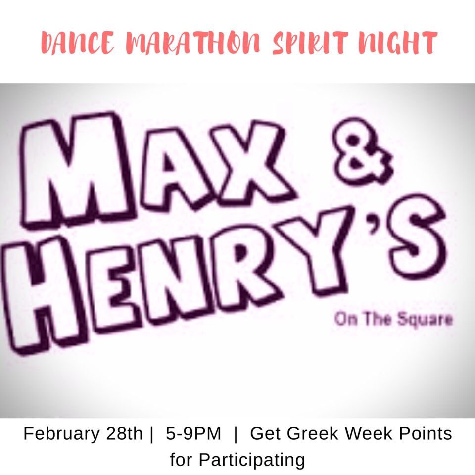 UWG_GPB's tweet photo. Next Spirit Night for Dance Marathon is Feb. 28th! Don't forget to come out and get your points for Greek Week!! https://t.co/EqU5BAQKt2