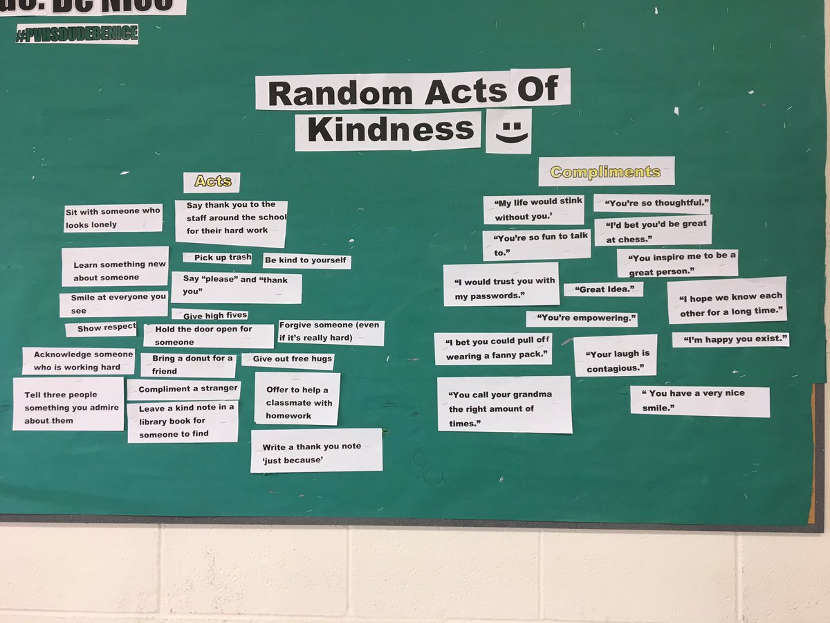 StucoPvhs's tweet photo. Come check out our StuCo board when you get the chance😃 #dudebenice #nationalrandomactsofkindnessday https://t.co/uBVLavMbb5