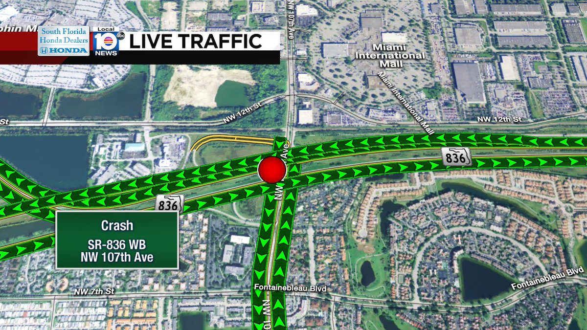 Crash on SR-836 WB at NW 107th Ave #traffic https://t.co/8dLmsbWy4O