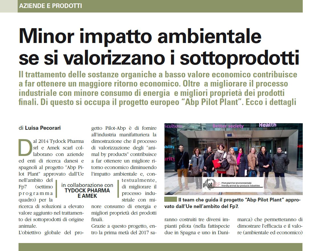 PilotABP's tweet photo. Our partners Tydock Pharma and Amek show #PILOTABP project this month in #Suinicoltura magazine.https://t.co/gqvaCAnnsZ https://t.co/6ZAOSmvaTm
