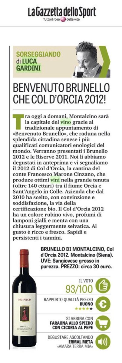 GardiniLuca's tweet image. Vi racconto #Brunello2012 di #ColdOrcia, dal gusto ricco e fresco, #93points - leggi di più su @gardininotes