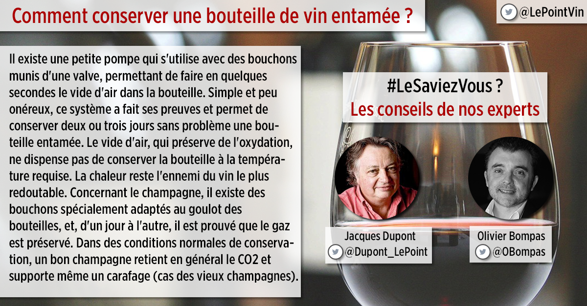 Comment conserver une bouteille de vin entamée ? #LeSaviezVous Toutes les réponses à vos questions sur le #vin : bit.ly/2m1uvVU