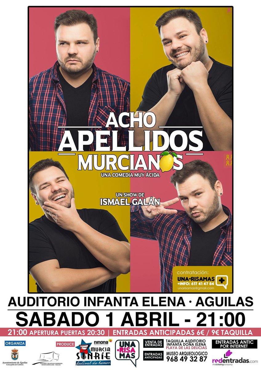 Ya tenemos nueva fecha para ver a <a href="/Ismael_Galan/">Ismael Galán Cómico</a> en @AchoApellidosMu será el 1 de abril a las 21h.