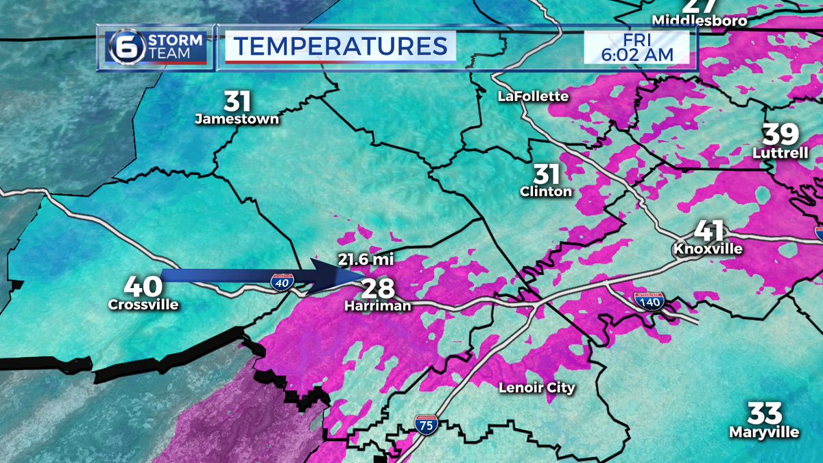 TrentMWeather's tweet image. #ForecastingFun in East TN: 12º change over 20miles... Frosty in spots but not everywhere! #TNwx