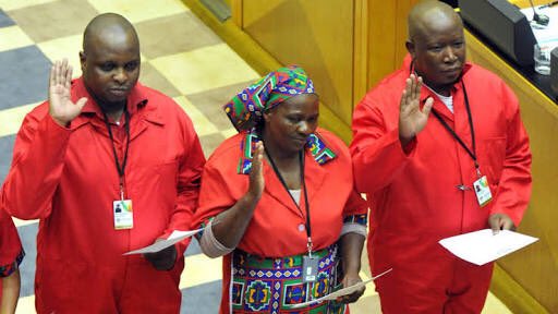 EFFSouthAfrica's tweet photo. We took a vow of faithfulness to the Republic &amp; loyalty to the constitution

We are proud of not affording criminals audience in Parliament! https://t.co/kXVRz1GfQW