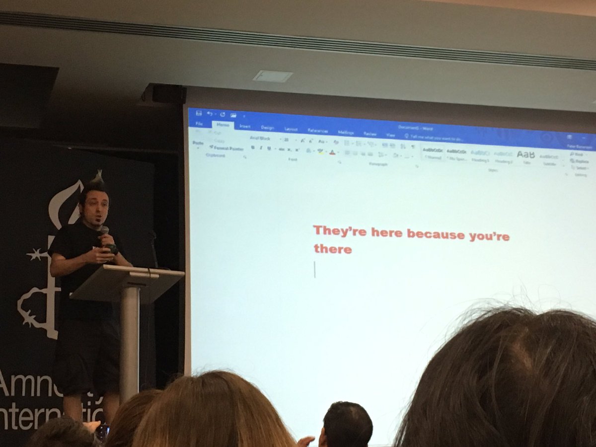 annettelouiset's tweet photo. "They're here because you're there" - winner of @DeDomenici's balloon slogan contest at @RefugeeWeek #RWConference2017 https://t.co/t2Y5aTnuKJ