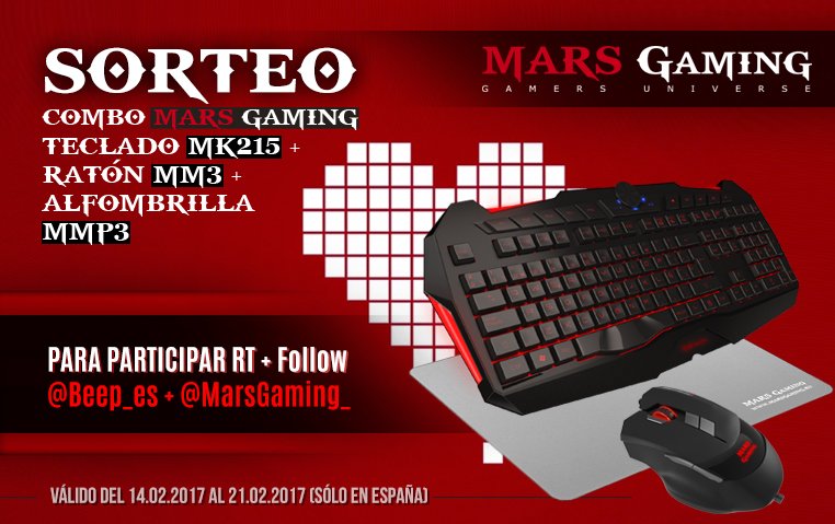 beep_es's tweet photo. [SORTEO] San Valentín

Teclado + Ratón + Alfombrilla

Participa: RT + Follow @beep_es @MarsGaming_

Del 14 al 21 de febrero - sólo en España https://t.co/P4TZVSdKHr