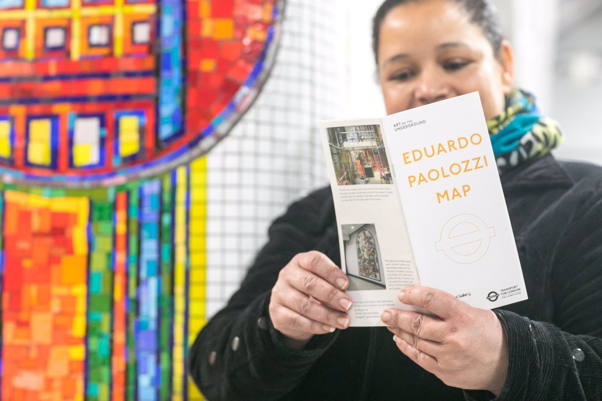 aotulondon's tweet photo. From today you can pick up a copy of the new #Paolozzi Map in zone 1 stations and find London's incredible public Paolozzi artworks. https://t.co/IxT2BKF7O1