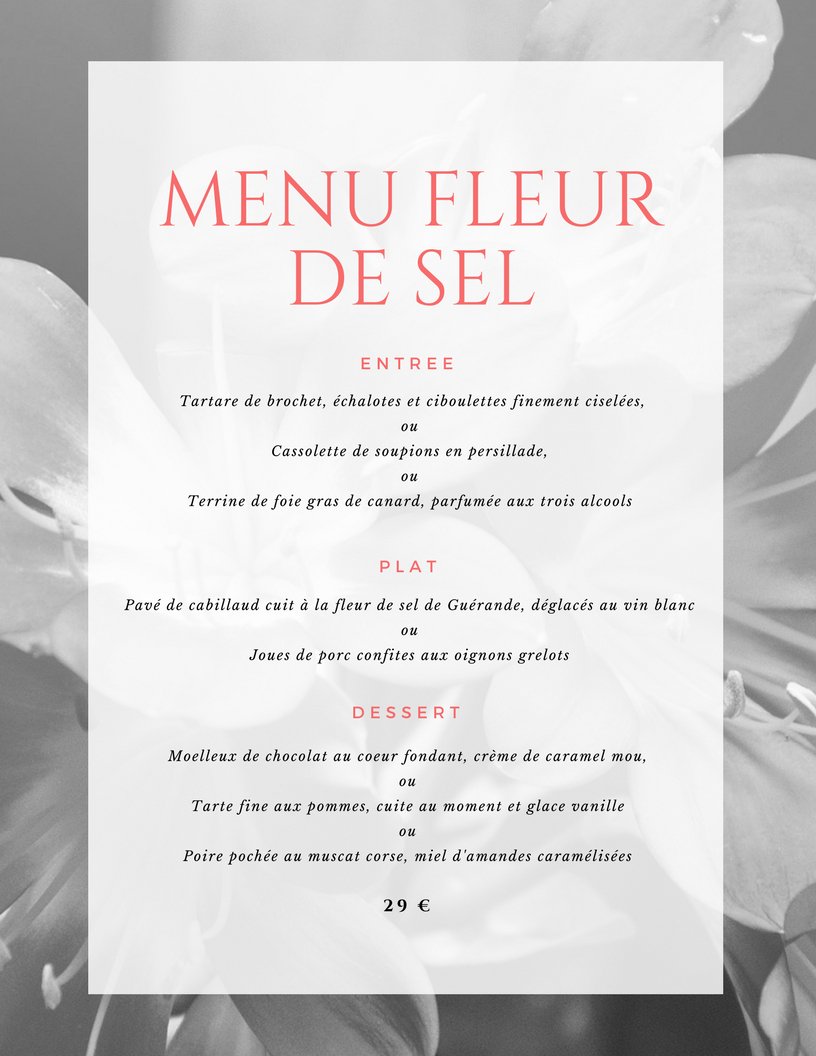 mezeyrac's tweet photo. Bonjour à tous, voici notre menu à 29€ https://t.co/HKbwE5bCrP