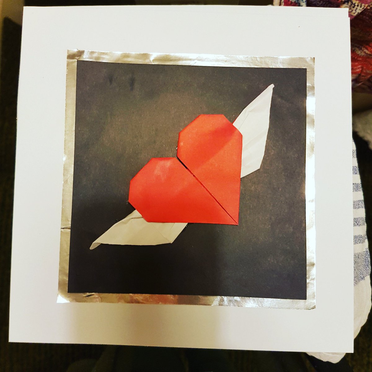 Gillisflowers's tweet photo. Origami anniversary card I made for my daughter and son-in-law. #origami #origamicards #handmadecards https://t.co/6e1jhhtvVq