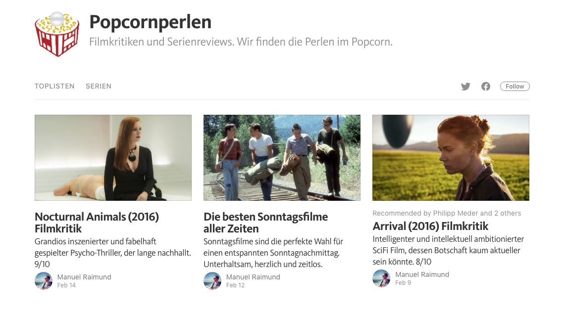 Publikationsempfehlung: <a href="/popcornperlen/">Popcornperlen</a> - Sie finden die Perlen im Popcorn medium.com/popcornperlen